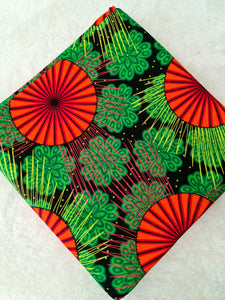 Orange and green circle and florals print