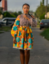 Load image into Gallery viewer, Mixed print cold shoulder dress
