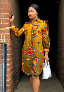 Love Shirt dress with puff sleeves