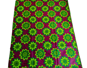 Wine and green flowery print